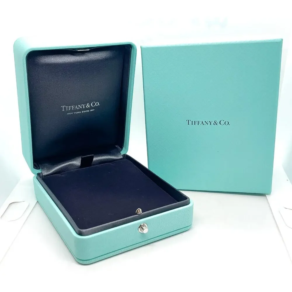 Tiffany & Co. Blue Leather Necklace Holder Box Case 4